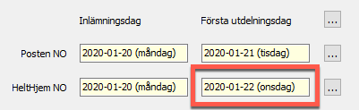 Datum för inlämning och distribution