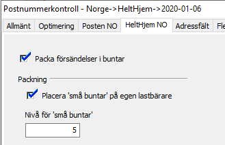 Sorteringsinställningar för HeltHjem