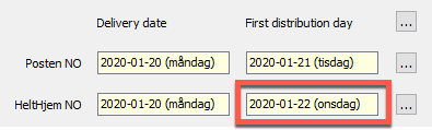 Date for delivery and distribution start